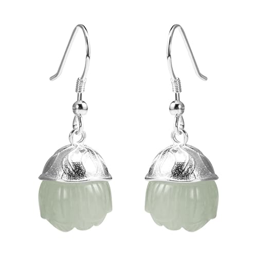 JINSHENGXINA Damen Blumenohrringe Lotusblatt Und Nephrit Jade Ohrringe JINSHENGXINA Damen Blumenohrringe Lotusblatt Und Nephrit Jade Ohrringe von JINSHENGXINA