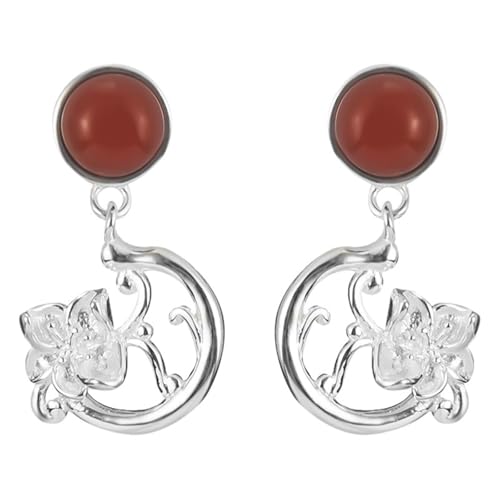 JINSHENGXINA Damen Lilienblütenohrringe Südroter Achatohrringe von JINSHENGXINA