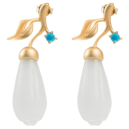 JINSHENGXINA Damen-Ohrringe Aus Türkisfarbener Magnolie Und Nephritblüte JINSHENGXINA Damen-Ohrringe Aus Türkisfarbener Magnolie Und Nephritblüte von JINSHENGXINA