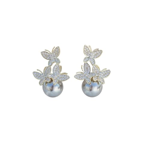 JINSHENGXINA Damen Perlenohrringe Schmetterlingsohrringe(G_OneSize) von JINSHENGXINA