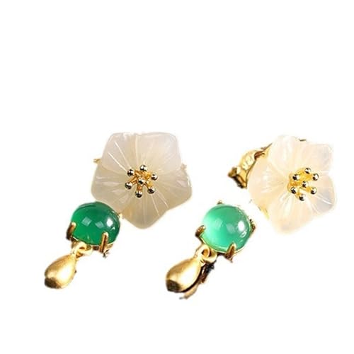JINSHENGXINA Damenohrringe Mit Blumen Und Nephrit-Jade JINSHENGXINA Damenohrringe Mit Blumen Und Nephrit-Jade von JINSHENGXINA