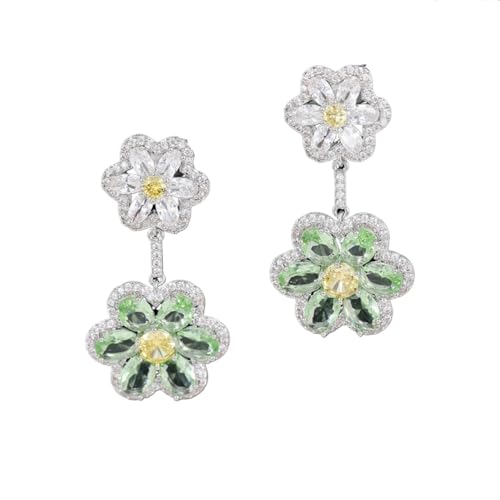 JINSHENGXINA Doppellagige Blumenohrringe Mit Zirkonia for Damen(R_OneSize) von JINSHENGXINA