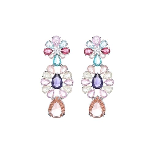 JINSHENGXINA Eisblumenfarbene Zirkonia-Wassertropfenohrringe for Damen(C_OneSize) von JINSHENGXINA