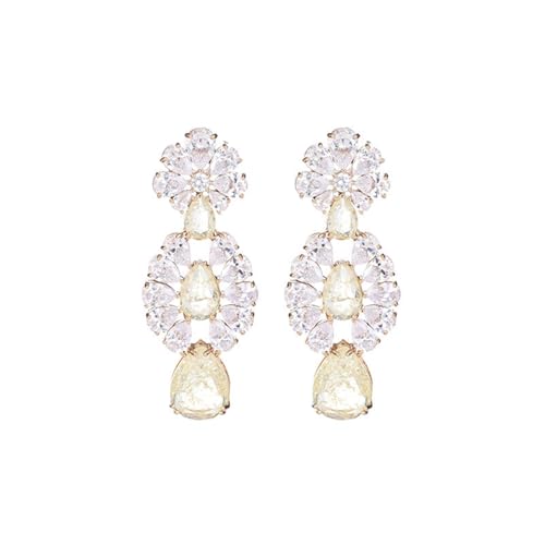 JINSHENGXINA Eisblumenfarbene Zirkonia-Wassertropfenohrringe for Damen(K_OneSize) von JINSHENGXINA