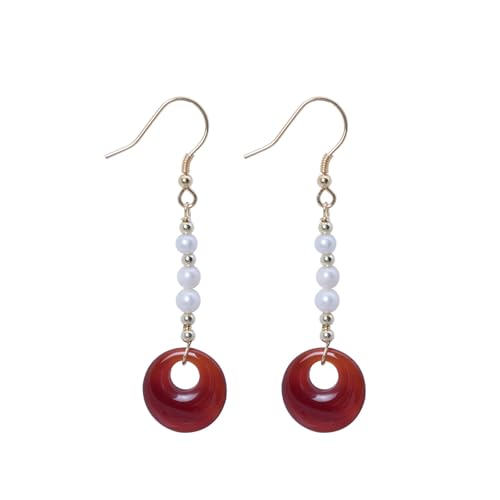 JINSHENGXINA Handgemachte DIY Achat Ohrringe for Frauen Perle Frieden Schnalle von JINSHENGXINA