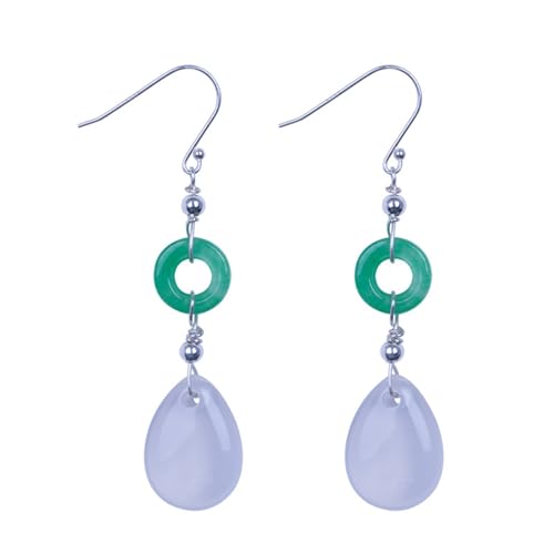 JINSHENGXINA Handgemachte DIY Chalcedon Wassertropfen Ohrringe Kurze Ohrringe von JINSHENGXINA