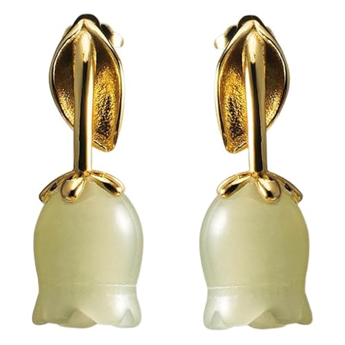 JINSHENGXINA Hetian Jade Maiglöckchen Ohrringe for Frauen Florale Ohrringe von JINSHENGXINA