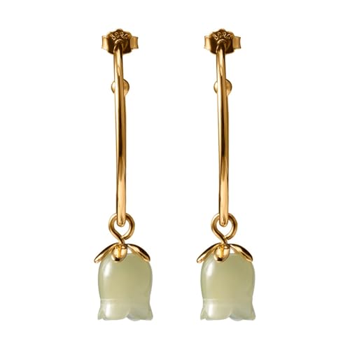 JINSHENGXINA Hetian Jade Ohrringe for Frauen Fünfblättrige Maiglöckchen Ohrringe von JINSHENGXINA