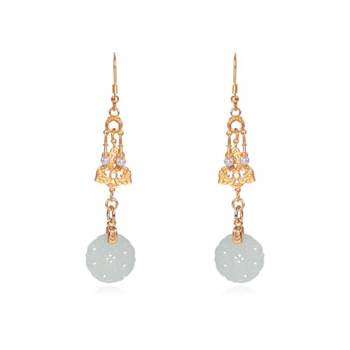 JINSHENGXINA Hetian Weiße Jade Ohrringe for Damen, Perlen Ruyi Runder Anhänger JINSHENGXINA Hetian Weiße Jade Ohrringe for Damen, Perlen Ruyi Runder Anhänger von JINSHENGXINA