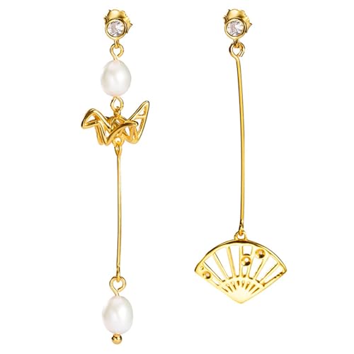 JINSHENGXINA Hohler Faltfächer Tausend Papierkraniche Damen Zirkon Ohrringe von JINSHENGXINA