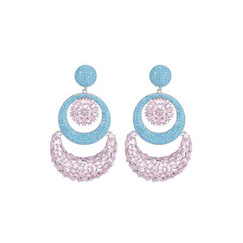 JINSHENGXINA Lange Runde Bankettohrringe for Damen Mit Zirkonia(B_OneSize) von JINSHENGXINA