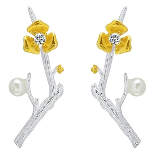 JINSHENGXINA Pflaumenblütenzweig Ohrringe for Frauen Florale Ohrringe von JINSHENGXINA
