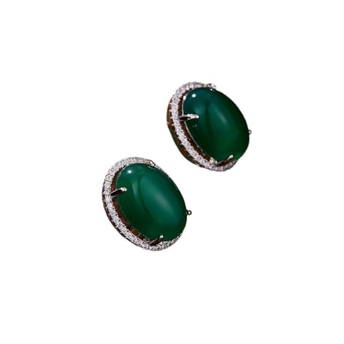 Neue Chinesische Stil Micro-Intarsien Ovale Nachahmung Jade Ohrringe High-End-Smaragd Ohrringe(M) von JINSHENGXINA