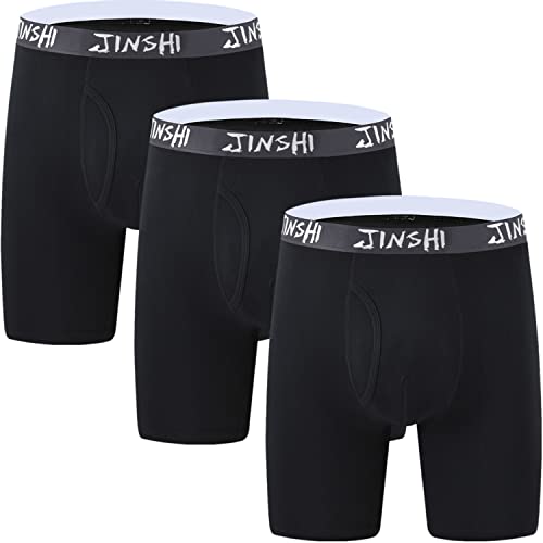 JINSHI Boxershorts Lang Herren Retro Pants Bambus Unterhosen Trunks 3er Pack Schwarz 5XL von JINSHI