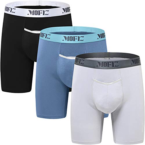 JINSHI Herren Bambus Boxershorts Lang Unterhosen Trunks Passform Unterwäsche 3 Pack MF216-01 L von JINSHI