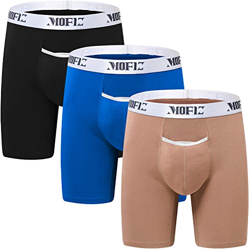 JINSHI Herren Bambus Boxershorts Lang Unterhosen Trunks Passform Unterwäsche 3 Pack MF216-02 XXL von JINSHI