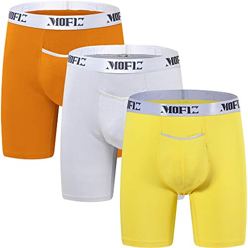 JINSHI Herren Bambus Boxershorts Lang Unterhosen Trunks Passform Unterwäsche 3 Pack MF216-04 XXL von JINSHI
