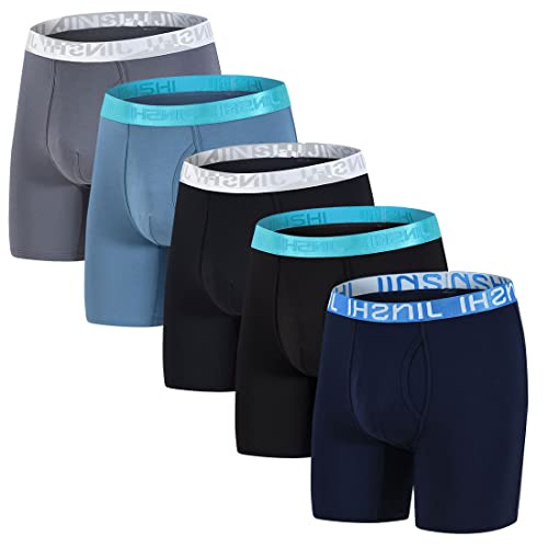 JINSHI Herren-Boxershorts, Bambus-Viskose, langes Bein, Multipack, Multicolor501 5er-Pack, X-Large von JINSHI