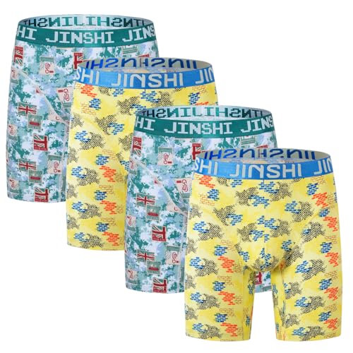 JINSHI Herren-Boxershorts mit langem Bein, Multipack, Jsck-404/415 4er Pack, Medium von JINSHI