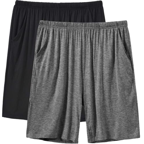 JINSHI Herren Kurz Nachtwäsche Modal Pyjamahose Schlafshorts Schlafanzughosen 2 Pack Schwarz/Dunkelgrau US 3XL JINSHI Herren Kurz Nachtwäsche Modal Pyjamahose Schlafshorts Schlafanzughosen 2 Pack Schwarz/Dunkelgrau US 3XL von JINSHI