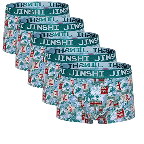 JINSHI Herren Unterhosen 5er Pack Stretch Boxershorts für Männer Pack Kurze Bein Unterwäsche Atmungsaktiv, 359 - 5 Stück, X-Large von JINSHI