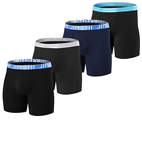 JINSHI Herren-Unterwäsche, Boxershorts, Ballbeutel, weiche Bambus-Viskose, ultra-atmungsaktiv, offener Hosenschlitz, 4 Stück, 4 Packungen, 02 Stück, Medium von JINSHI