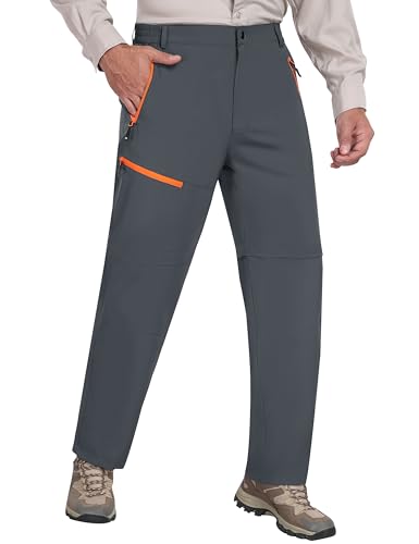 JINSHI Herren Wanderhose Zip Off Trekkinghose Leicht Schnelltrocknend Outdoorhose Abnehmbar Funktionshose mit Reißverschluss-Taschen Dunkelgrau EU XXL von JINSHI