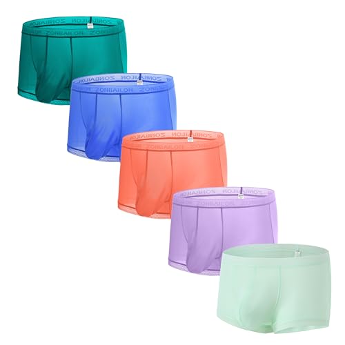 JINSHI Ice Silk Herren-Unterwäsche, sexy, zum Spielen, gerade, durchsichtig, atmungsaktiv, ultradünne Tasche, 5er-Pack: mehrfarbig 01, XX-Large JINSHI Ice Silk Herren-Unterwäsche, sexy, zum Spielen, gerade, durchsichtig, atmungsaktiv, ultradünne Tasche, 5er-Pack: mehrfarbig 01, XX-Large von JINSHI