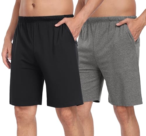 JINSHI Schlafanzughose Herren Kurz Pyjamhose Schlafshorts Baumwolle Kurze Schlafhose Lounge-hose Nachthose Kurz Freizeithose mit Taschen Schwarz&Dunkelgrau Größe 2XL JINSHI Schlafanzughose Herren Kurz Pyjamhose Schlafshorts Baumwolle Kurze Schlafhose Lounge-hose Nachthose Kurz Freizeithose mit Taschen Schwarz&Dunkelgrau Größe 2XL von JINSHI
