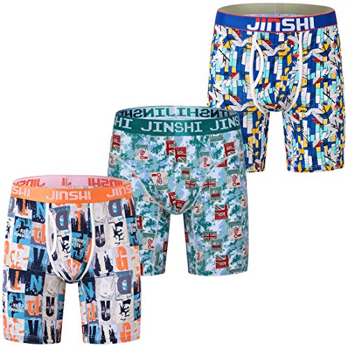 JINSHI Herren Unterwäsche Lange Boxershorts Unterhosen Die Boxer für Männer Atmungsaktiv Bambus Viskose Pack, 3er-Pack: 002, 4X-Large von JINSHI
