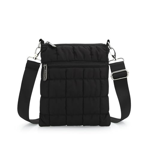 JINSI Kleine Umhängetasche, Handy-Tasche für Damen, Puffy Geldbörse mit verstellbarem Riemen, Schultertaschen, Schwarz JINSI Kleine Umhängetasche, Handy-Tasche für Damen, Puffy Geldbörse mit verstellbarem Riemen, Schultertaschen, Schwarz von JINSI