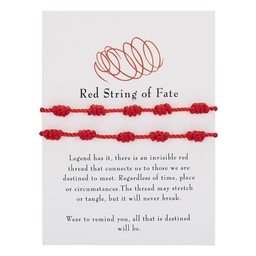 7 Knoten Armband Rotes, Kabbala Armband Rotes Schnurarmband Armband Rot Schutz Böser Blick Viel Glück Amulett Rotes Geflochtenes Valentinstag Geburtstagsgeschenke Armband von JINSIHU