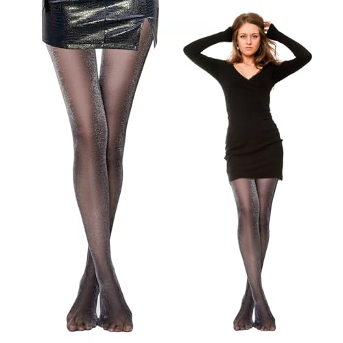 Metallische Strumpfhose 40 Denier Glitter Metallisch Strumpfhosen Strumpfhose mit Glitzereffekt Strumpfhose Glitzer Strümpfe Einen Besonders Glänzenden Glitzereffekt aus Weihnachten Halloween Cosplay von JINSIHU
