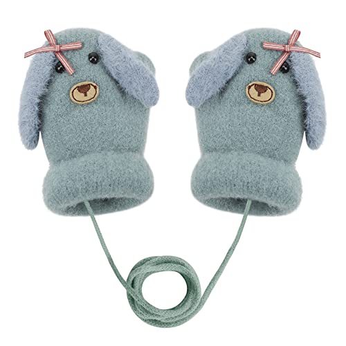 Gestricktes Lanyard, um niedliche Welpen zu verhindern und Samthandschuhe zu verhindern Kleinkinder Fäustlinge Verdickte Strickhandschuhe Winterhandschuhe Warme Handschuhe für 1-4 Jahre Kinder von JINTN