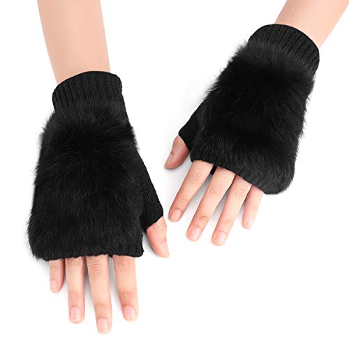 JINTN Einfarbige Halbfingerhandschuhe aus Wolle Warm Handgelenk Armstulpen Strickhandschuhe Gestrickter Fingerless Warme Winterhandschuhe für Damen und Frau von JINTN