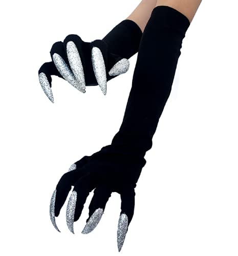 JINTN Halloween Lange Nagelhandschuhe Handschuhe Kostümhandschuhe mit Nägeln Partykostüm Cosplay Fingernägel Handschuhe Krallen Halloween Cosplay Requisiten von JINTN