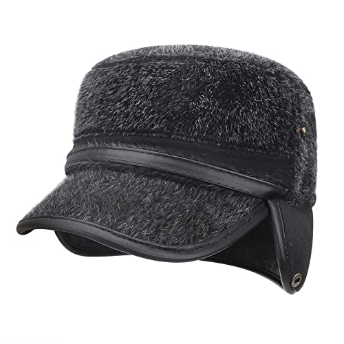 JINTN Herren Winter Baseballcap Fliegermütze mit Ohrenklappe Golf Cap Mütze Warm Dicke Schirmmütze Winterkappe with Ear Flap Ohrenschutz Ohrenschützer Caps von JINTN