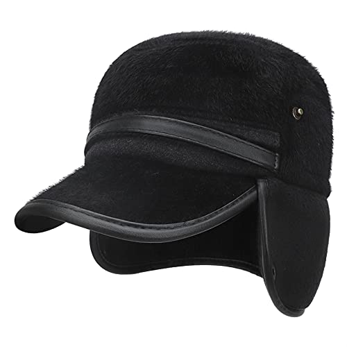 JINTN Herren Winter Baseballcap Fliegermütze mit Ohrenklappe Golf Cap Mütze Warm Dicke Schirmmütze Winterkappe with Ear Flap Ohrenschutz Ohrenschützer Caps von JINTN