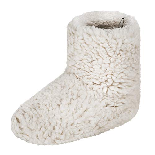 JINTN Unisex Hausschuhe Hüttenschuhe Stiefel Warm Winter Wolle Warme Winterhausschuhe Indoor Outdoor Slipper Pantoffeln für Herbst und Winter, Beige-weiß, 38/39 EU von JINTN