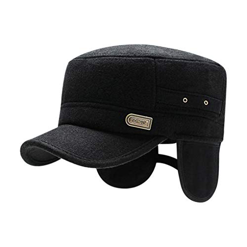 JINTN Unisex Winter Armee Flat Cap Wintermütze mit Ohrenschütze Warm Vintage Cotton Baseballmütze Kappe Baseballcap Wandern für Herren von JINTN