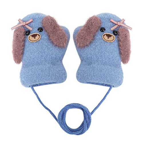 Gestricktes Lanyard, um niedliche Welpen zu verhindern und Samthandschuhe zu verhindern Kleinkinder Fäustlinge Verdickte Strickhandschuhe Winterhandschuhe Warme Handschuhe für 1-4 Jahre Kinder von JINTN