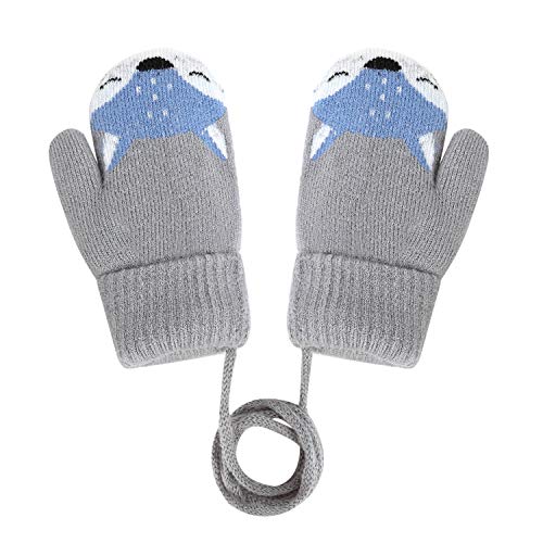 Niedlich Fuchs Handschuhe Doppelstrickwolle Kleinkinder Fäustlinge Verdickte Strickhandschuhe Winterhandschuhe Warme Handschuhe für 1-4 Jahre Kinder von JINTN