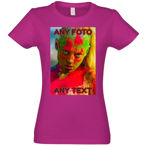 JINTORA - T-Shirt Damen personalisiert - Fuchsia - XXL - selbst gestalten mit Foto und Text - beidseitig individuell Bedruckt - Tshirt Bedrucken Lassen JINTORA - T-Shirt Damen personalisiert - Fuchsia - XXL - selbst gestalten mit Foto und Text - beidseitig individuell Bedruckt - Tshirt Bedrucken Lassen von JINTORA