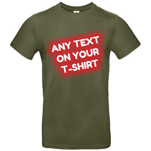 JINTORA Tshirt Bedrucken Lassen - Herren - personalisiert - Khaki - XXL - selbst gestalten - mit Wunschtext - Spruch - beidseitig individuell beidseitig Bedruckt von JINTORA