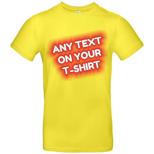 JINTORA Tshirt Bedrucken Lassen - Herren - personalisiert - gelb - XXL - selbst gestalten - mit Wunschtext - Spruch - beidseitig individuell beidseitig Bedruckt von JINTORA