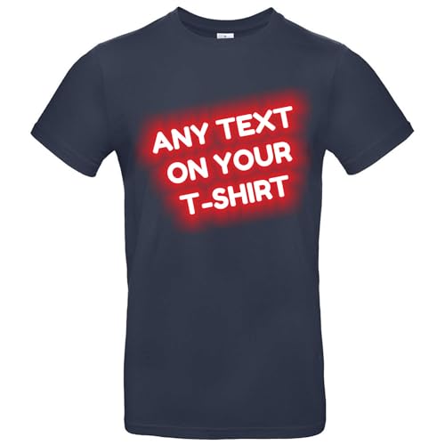 JINTORA Tshirt Bedrucken Lassen - Herren - personalisiert - Navyblau - L - selbst gestalten - mit Wunschtext - Spruch - beidseitig individuell beidseitig Bedruckt von JINTORA