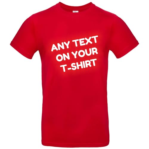 JINTORA Tshirt Bedrucken Lassen - Herren - personalisiert - rot - M - selbst gestalten - mit Wunschtext - Spruch - beidseitig individuell beidseitig Bedruckt von JINTORA