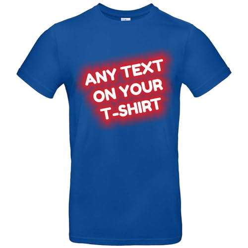 JINTORA Tshirt Bedrucken Lassen - Herren - personalisiert - Royalblau - M - selbst gestalten - mit Wunschtext - Spruch - beidseitig individuell beidseitig Bedruckt von JINTORA