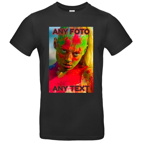 Tshirt Bedrucken Lassen - Herren - personalisiert - schwarz - M - selbst gestalten mit Foto und Text - beidseitig individuell personalisiert von JINTORA