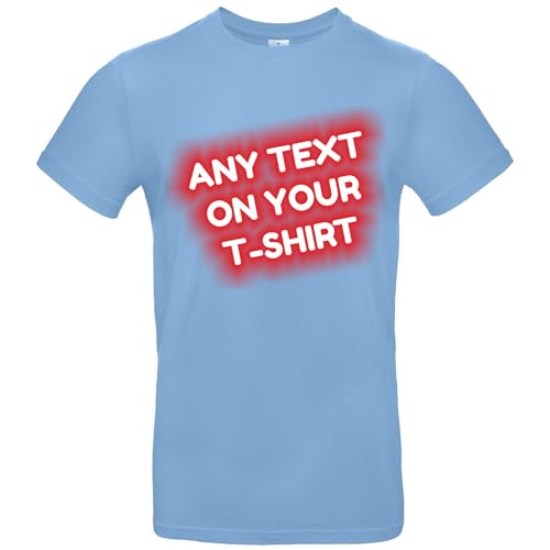 JINTORA Tshirt Bedrucken Lassen - Herren - personalisiert - skyblau - S - selbst gestalten - mit Wunschtext - Spruch - beidseitig individuell beidseitig Bedruckt von JINTORA